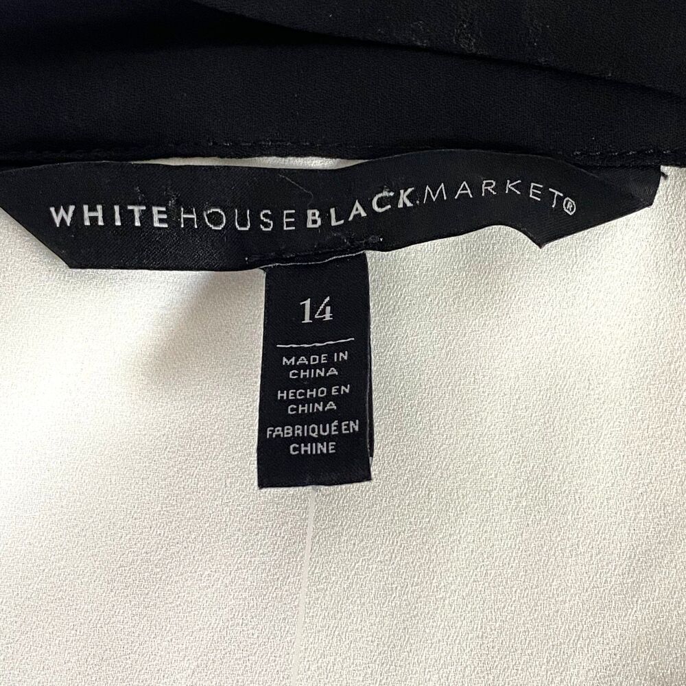WHBM Tiered Pleats Tank Top Womens Size 14 Off White Black Necktie Lined NWOT - Picture 11 of 15